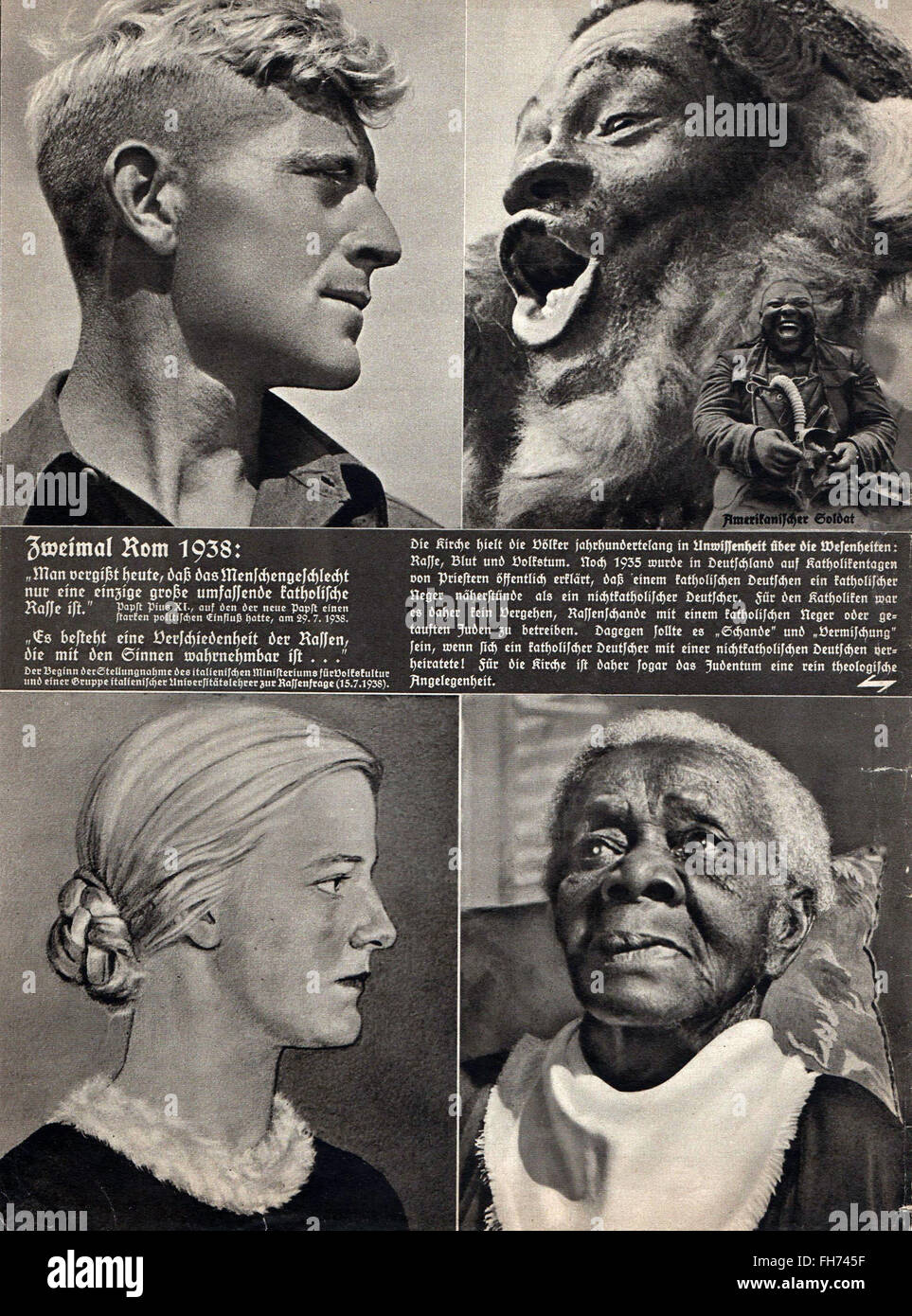 Rasist Propaganda - German Nazi Propaganda Poster - WWII Stock Photo