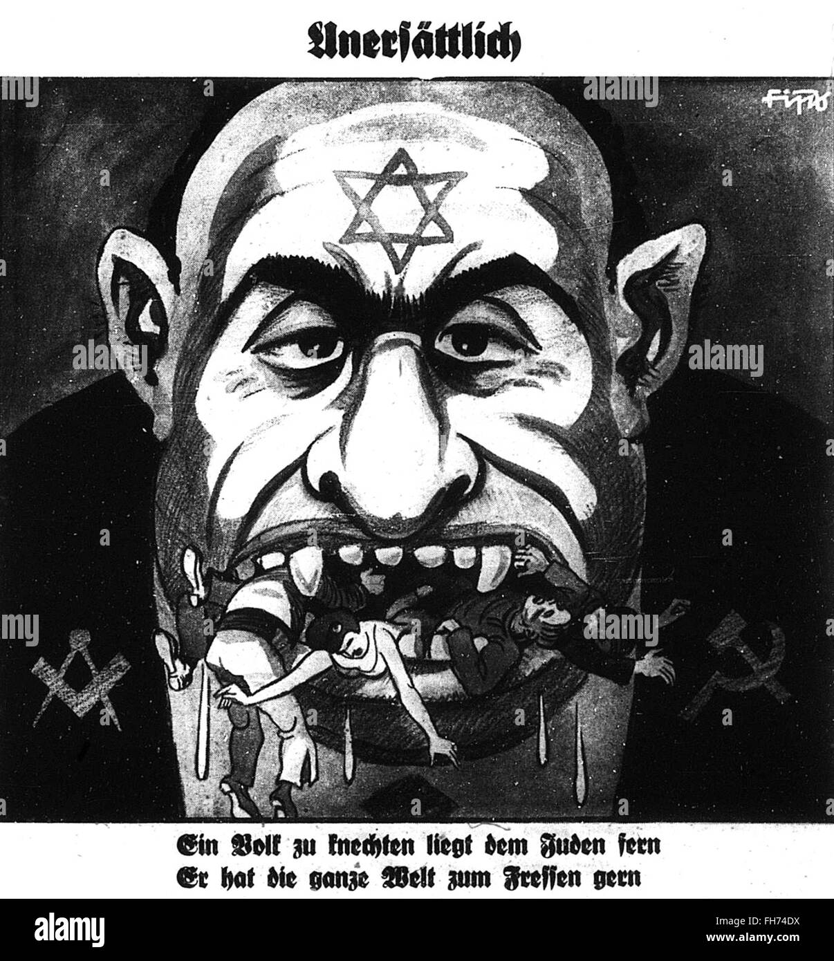 Anti semitism - German Nazi Propaganda Poster - WWII Stock Photo