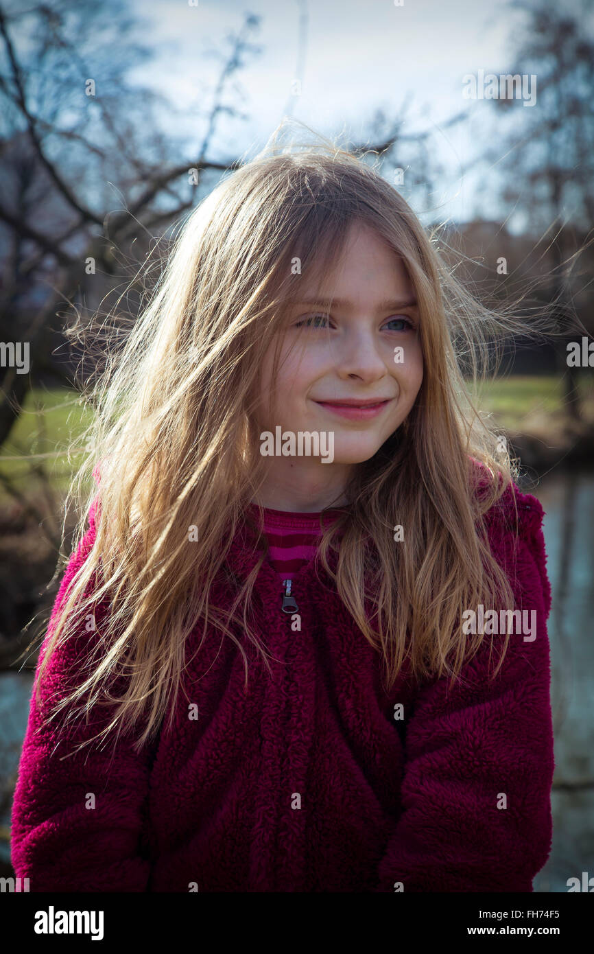 Girl blowing hair on hi-res stock photography and images - Alamy