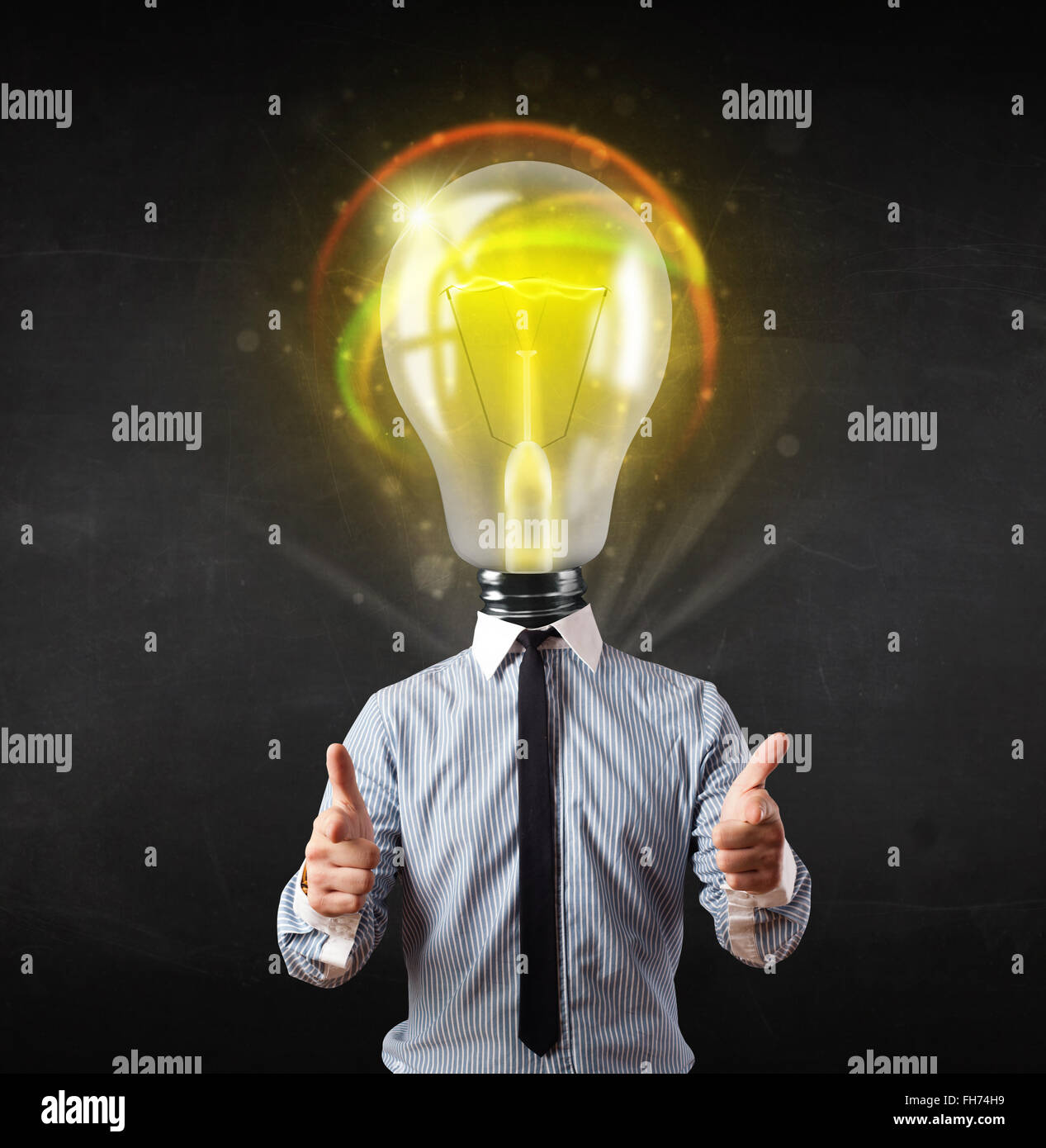 Business man with light bulb head concept Stock Photo - Alamy