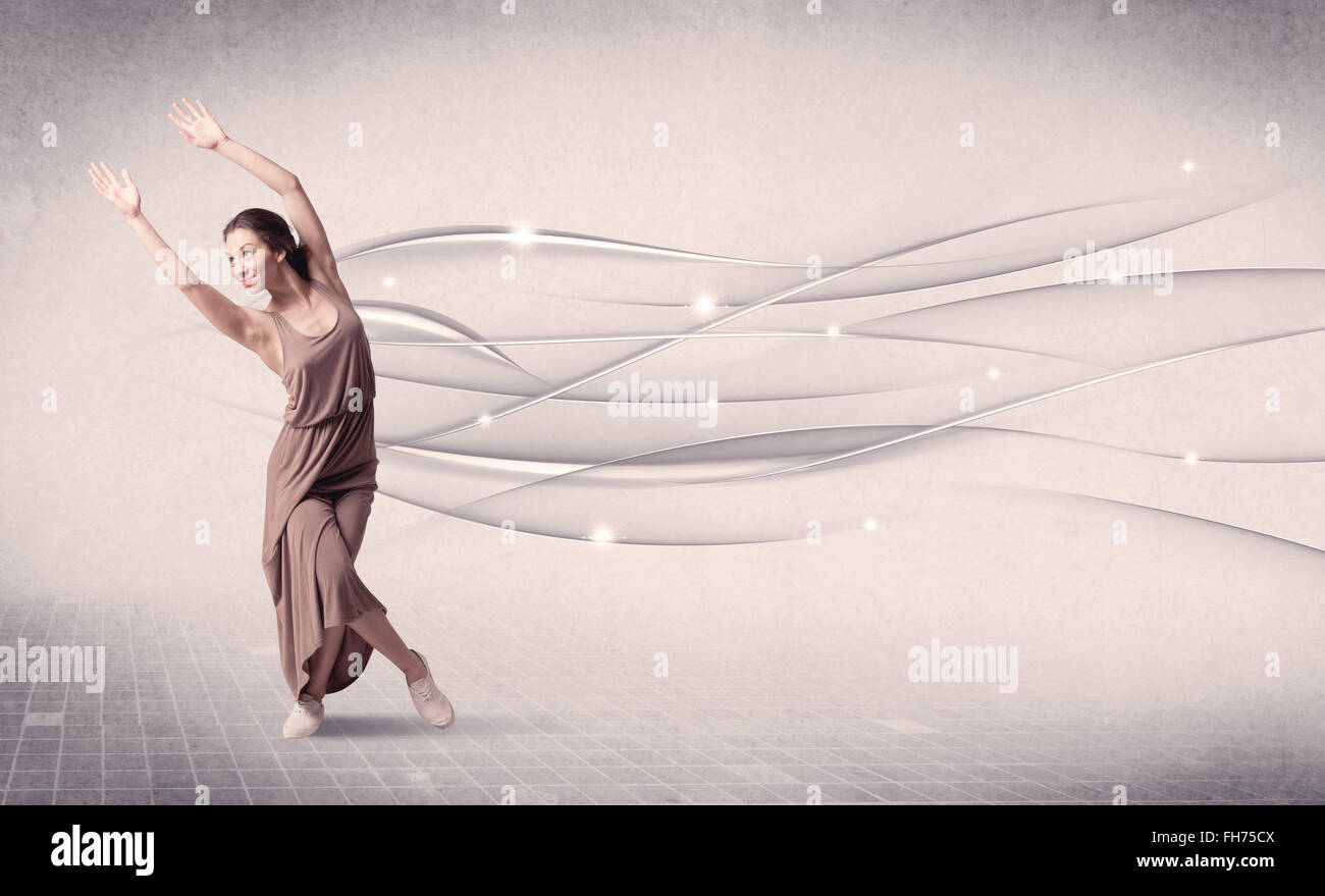 Ballet dancer performing modern dance with abstract lines Stock Photo ...