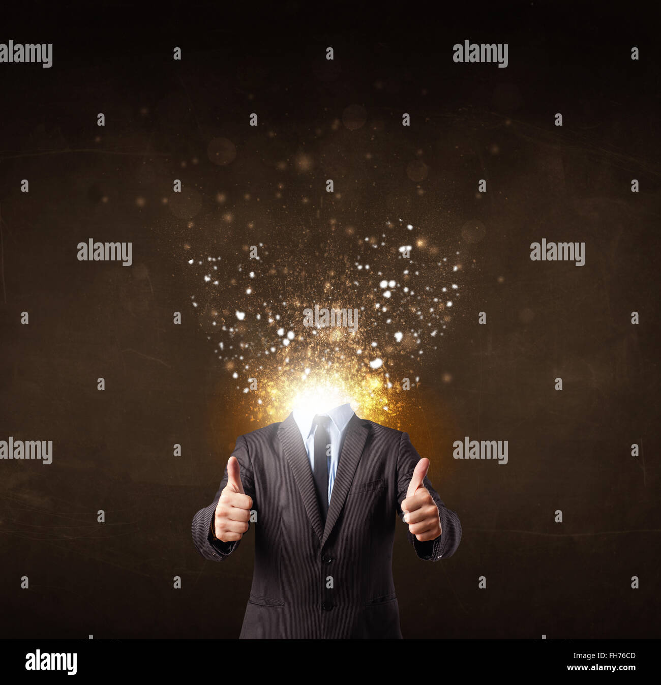 Business man with glowing exploding head Stock Photo - Alamy