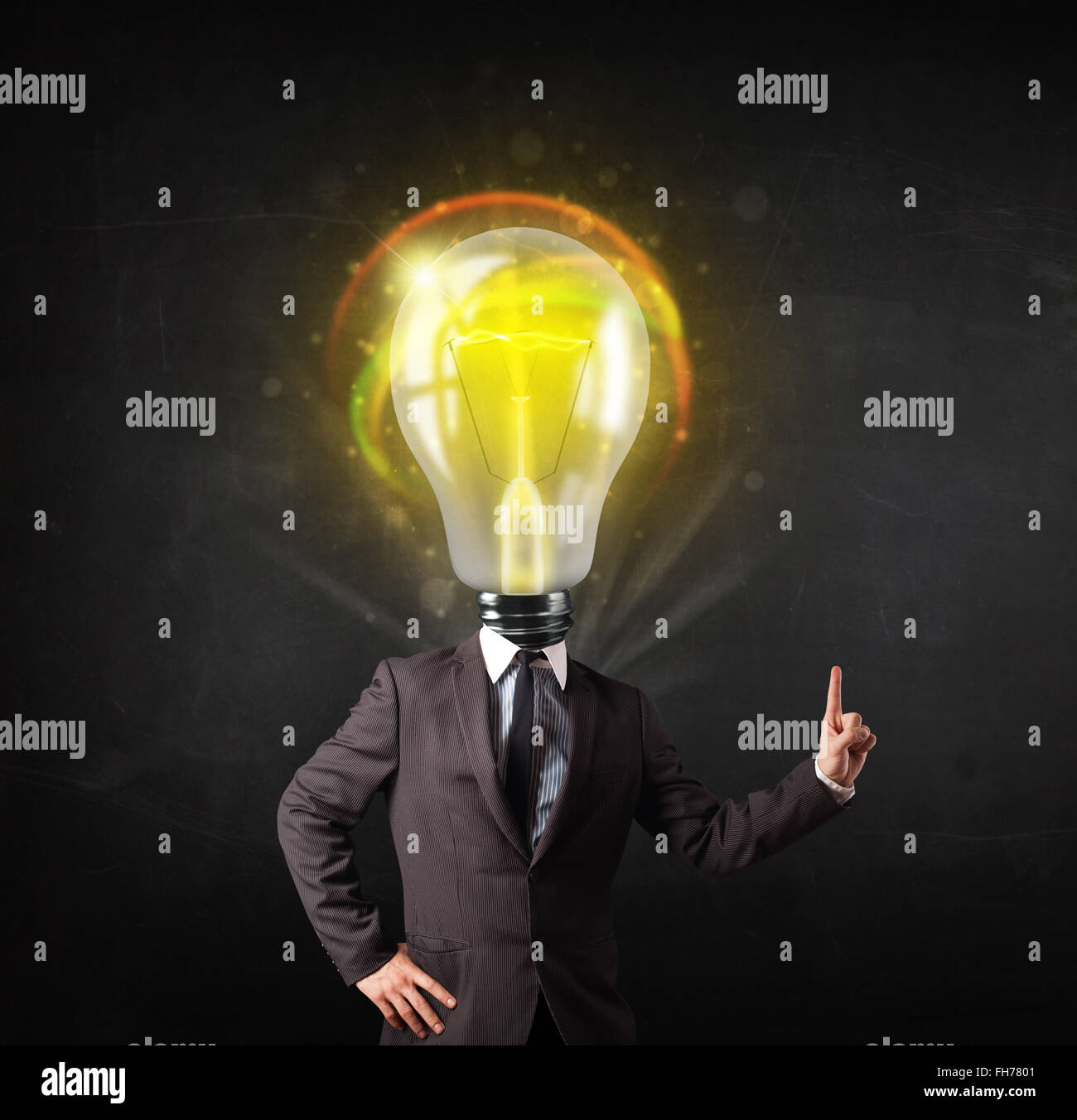 Business man with light bulb head concept Stock Photo - Alamy