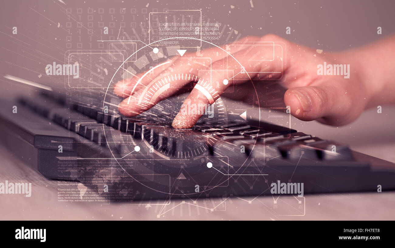 Keyboard with high tech user interface graphic Stock Photo - Alamy