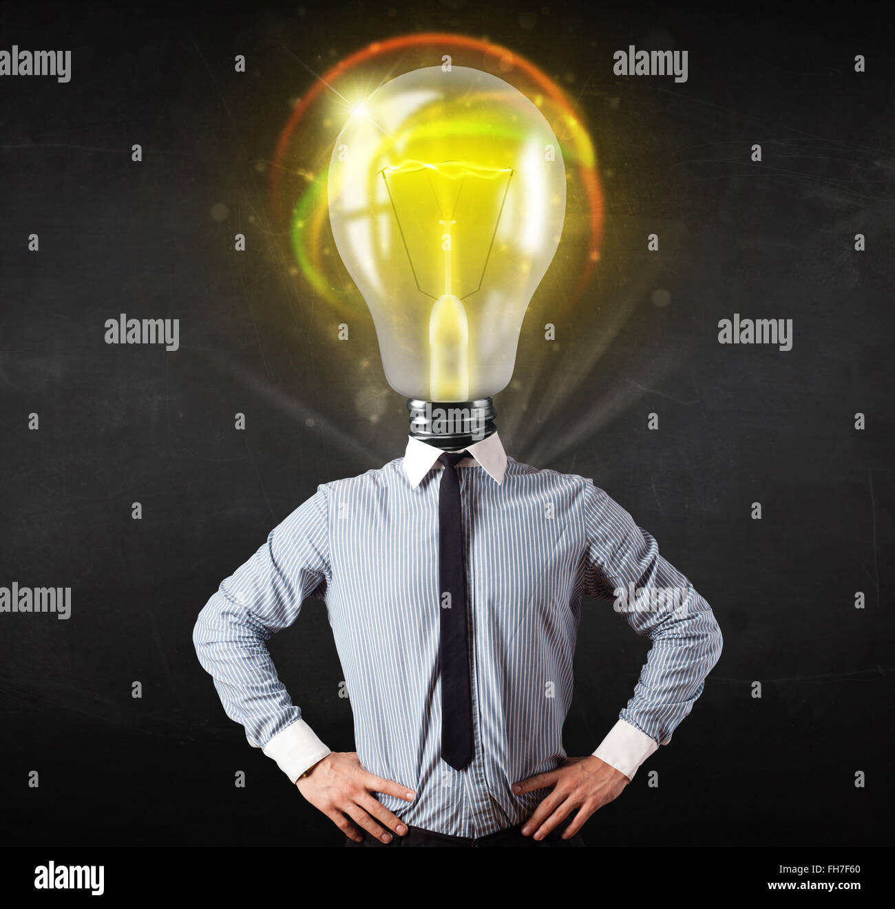 Business man with light bulb head concept Stock Photo - Alamy