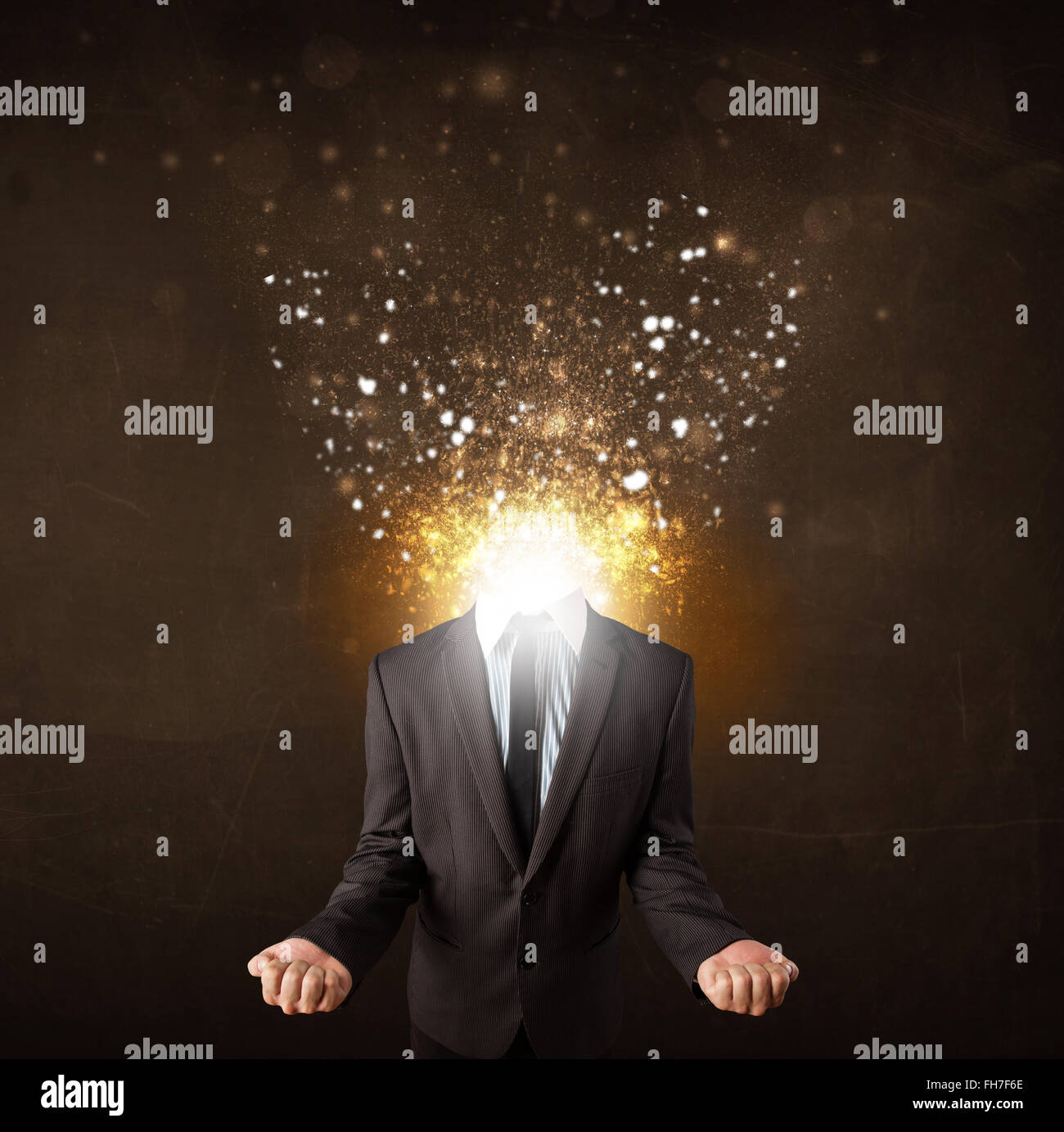 Business man with glowing exploding head Stock Photo - Alamy