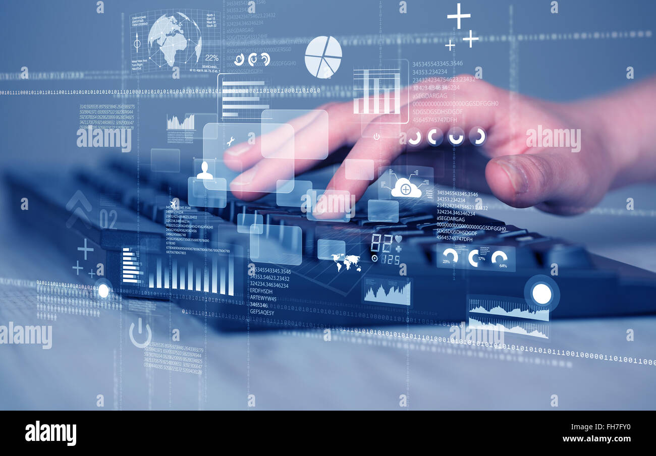 Keyboard technology button pressed hand hi-res stock photography and ...