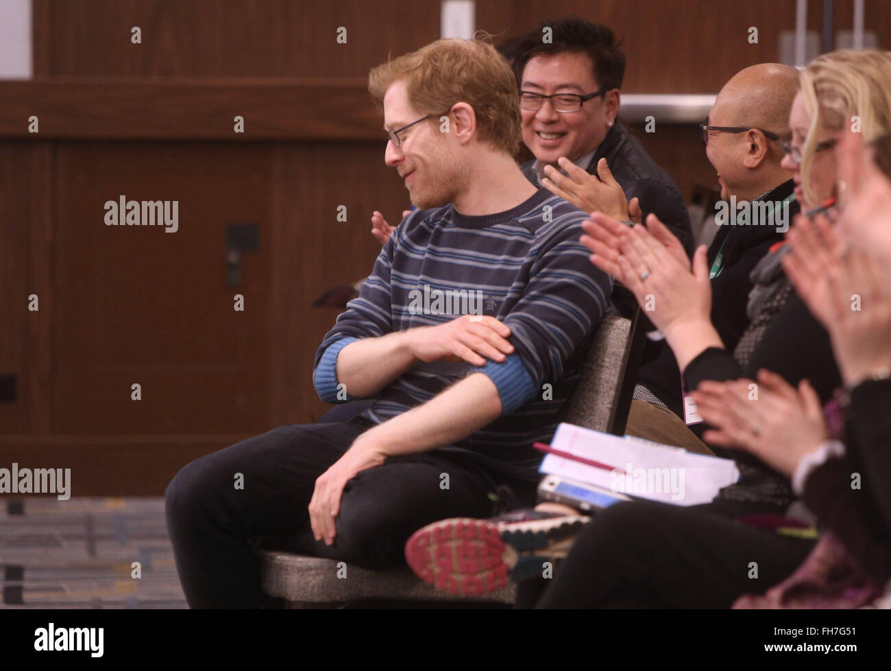 BroadwayCon - Day 2  Featuring: Anthony Rapp, master class students Where: New York, United States When: 01 Jan 1970 Stock Photo