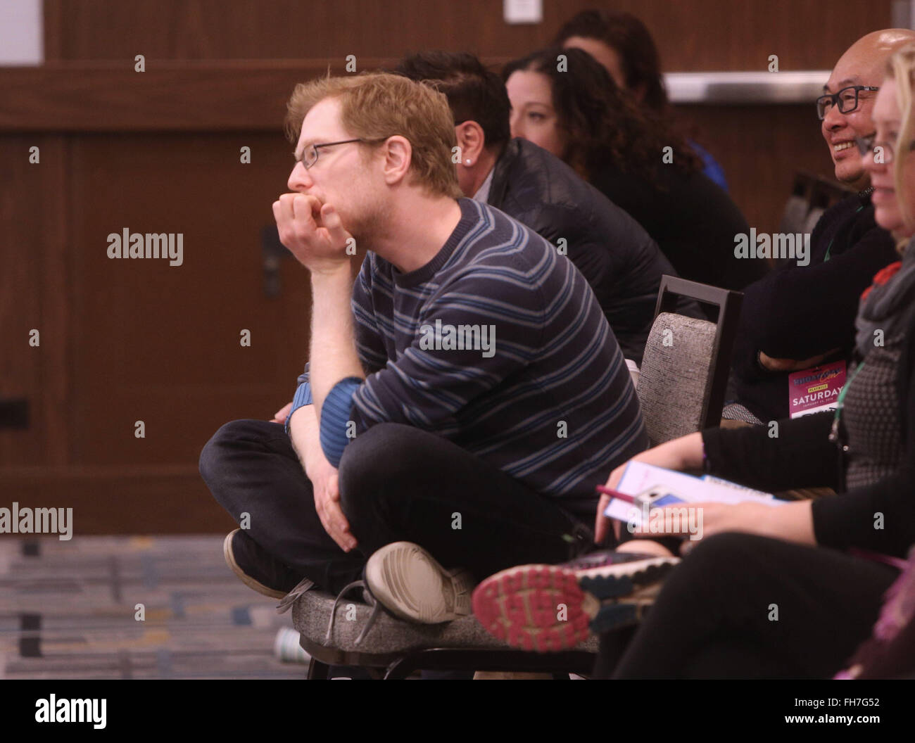 BroadwayCon - Day 2  Featuring: Anthony Rapp, master class students Where: New York, United States When: 01 Jan 1970 Stock Photo