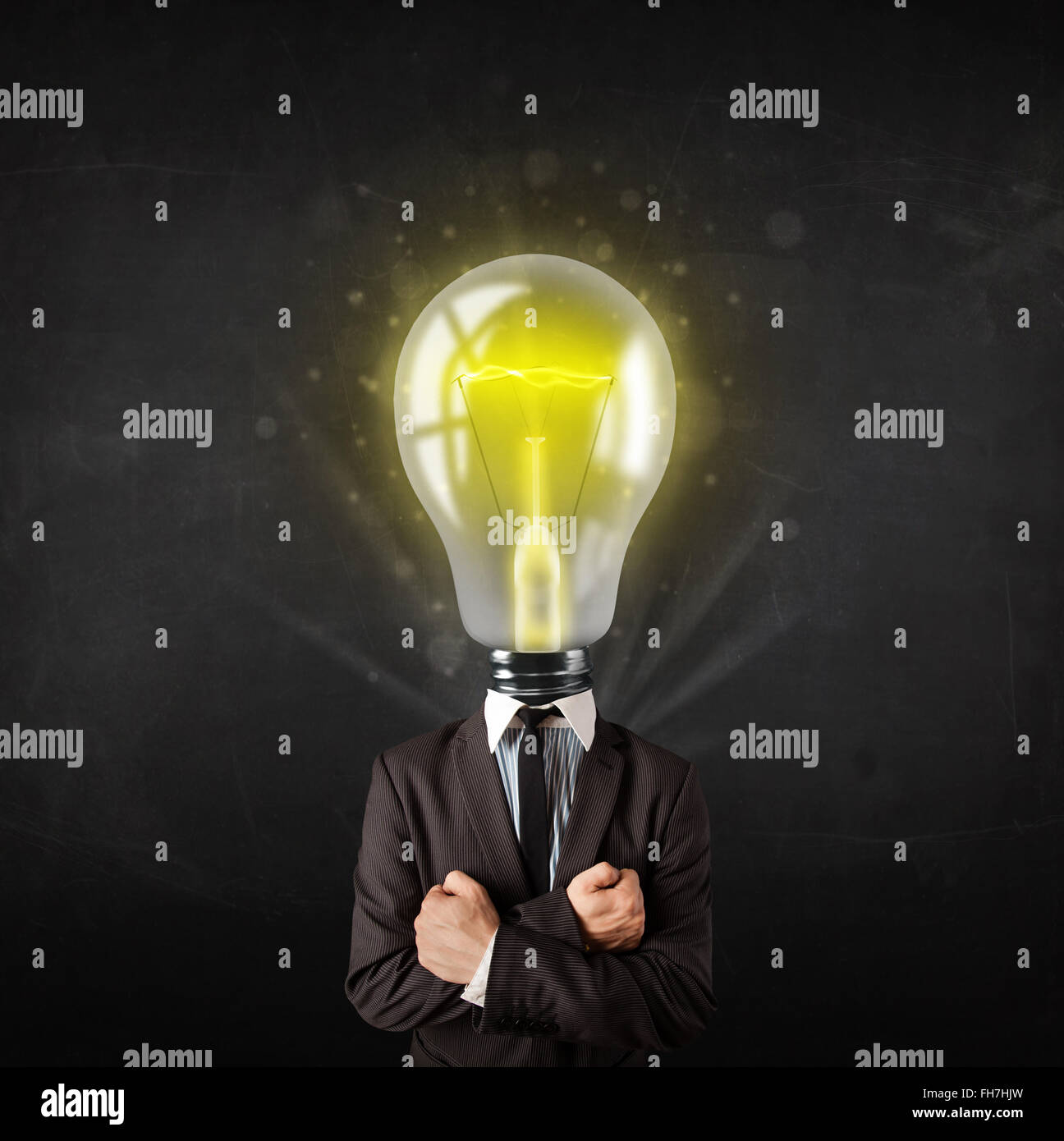 Business man with light bulb head concept Stock Photo - Alamy
