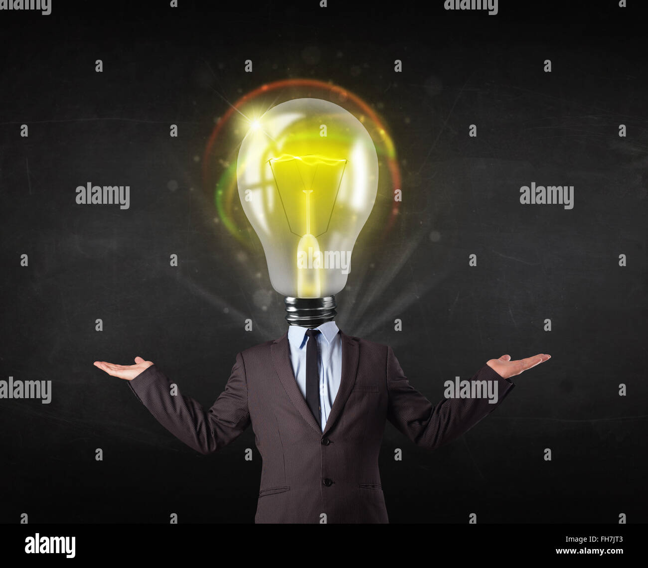Business man with light bulb head concept Stock Photo - Alamy