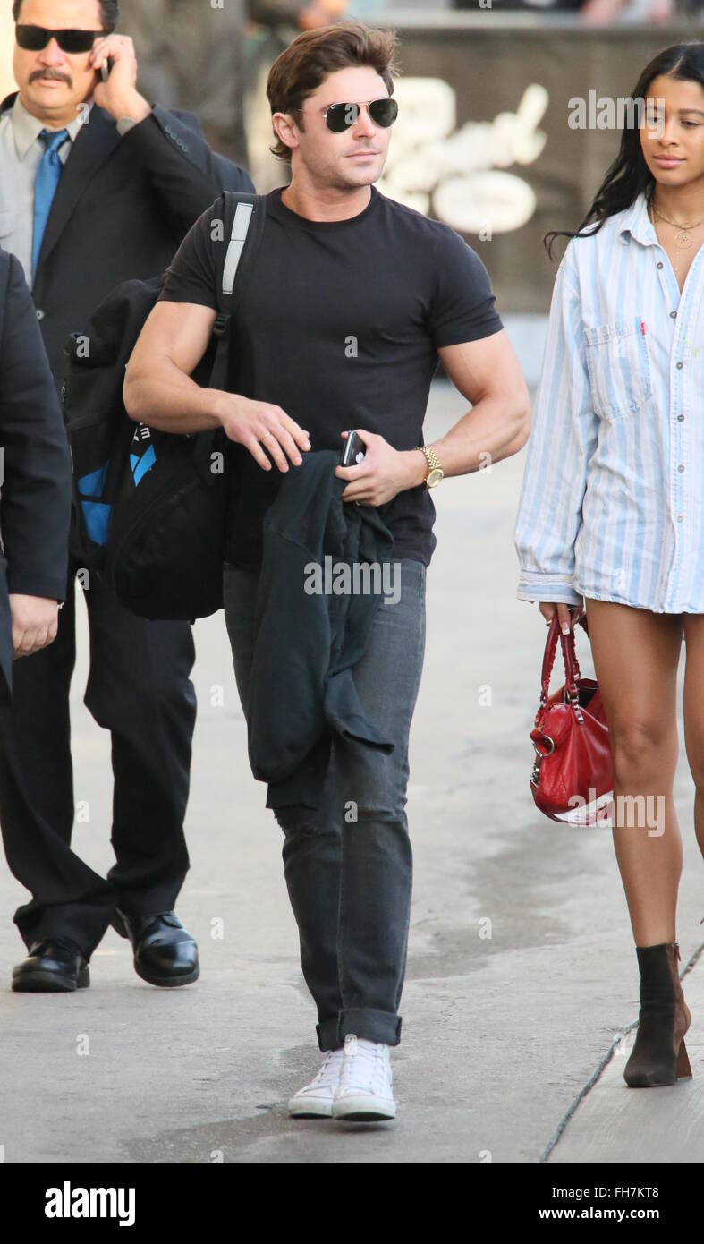 Zac Efron seen arriving with Sami Miro at the ABC studios for