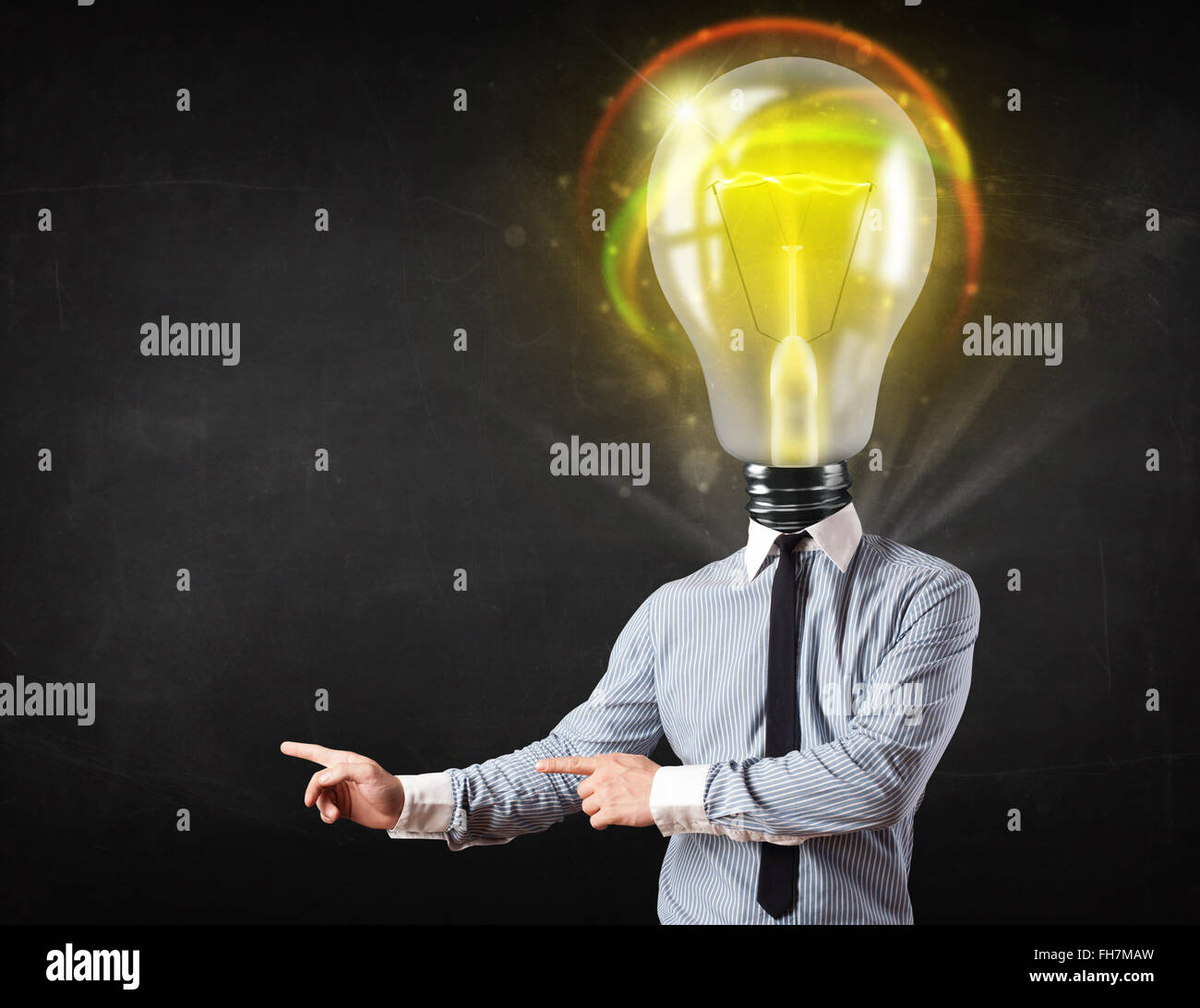Business man with light bulb head concept Stock Photo - Alamy