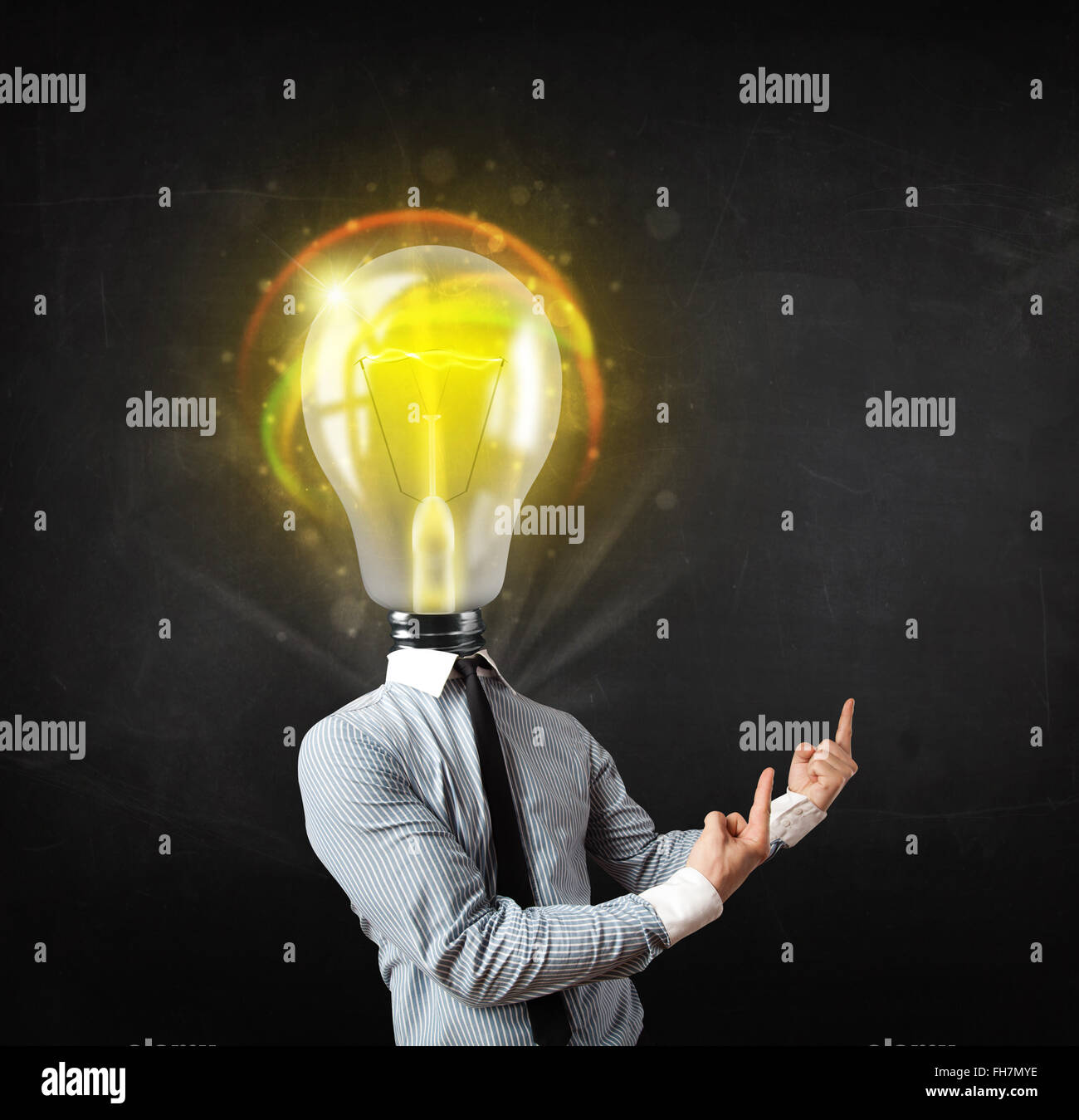 Business man with light bulb head concept Stock Photo - Alamy