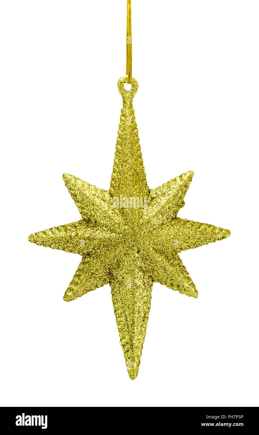 golden Christmas star decoration on white background Stock Photo - Alamy