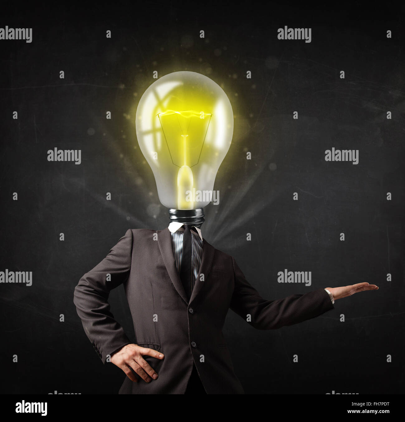 Business man with light bulb head concept Stock Photo - Alamy