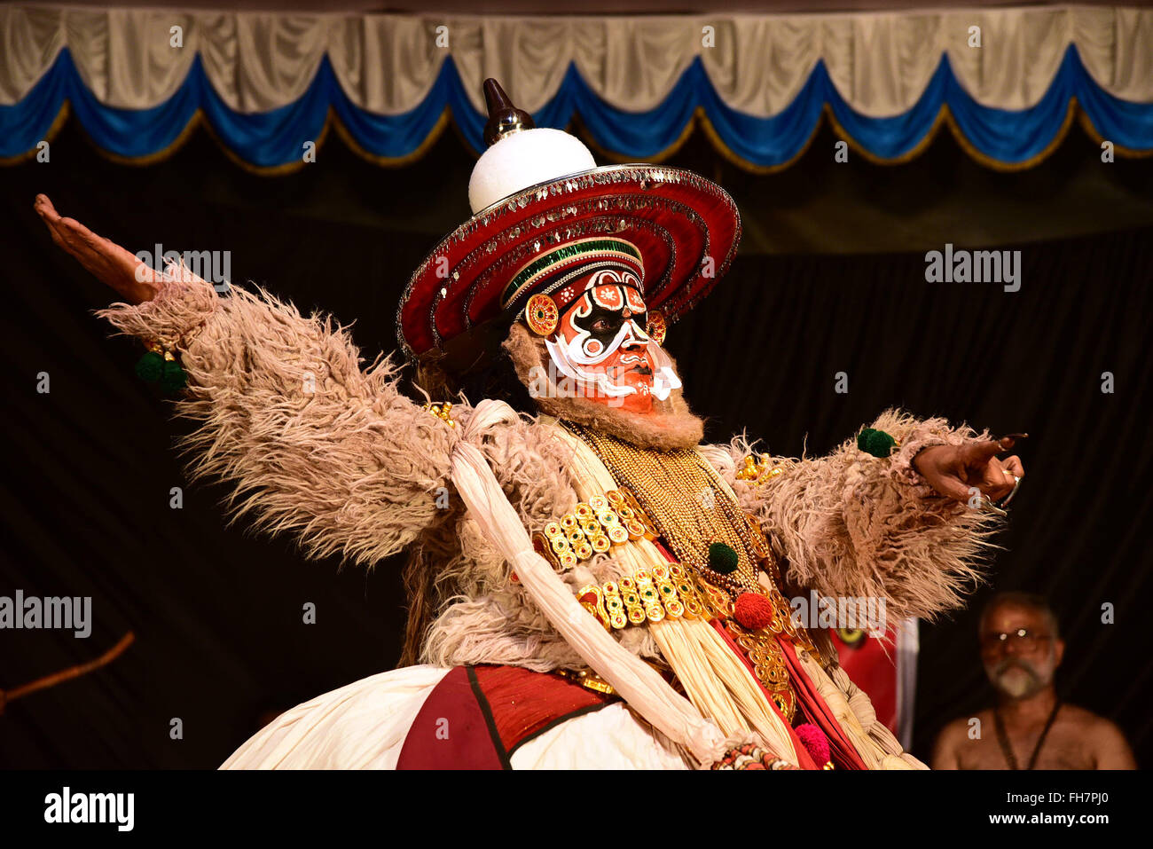 Kathakali is a stylized classical Indian dance-drama noted for the attractive make-up of characters Stock Photo