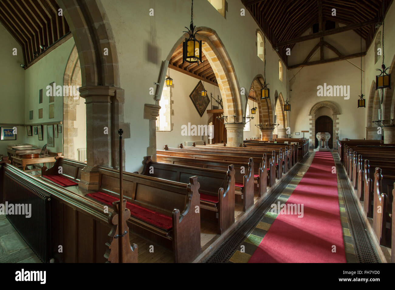 Interior of St Andrew and St Mary church in Fletching, a village in East Sussex, England Stock