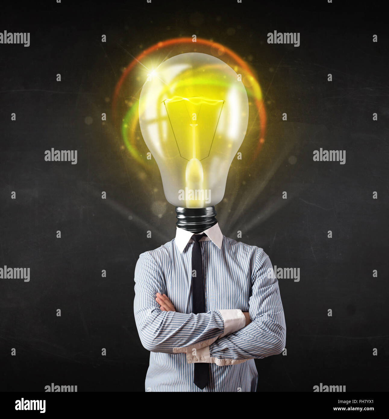 Business man with light bulb head concept Stock Photo - Alamy