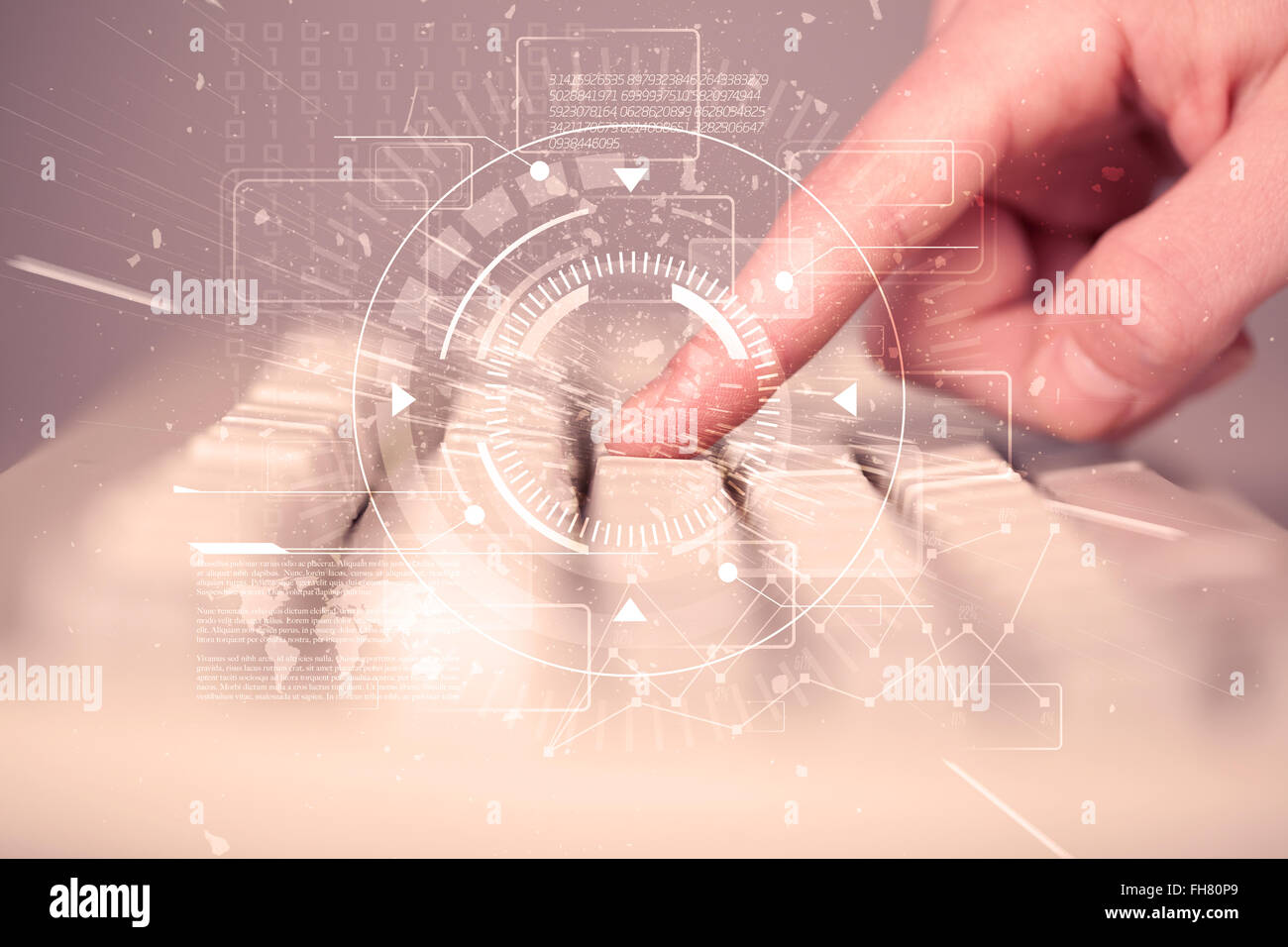 Keyboard with high tech user interface graphic Stock Photo - Alamy