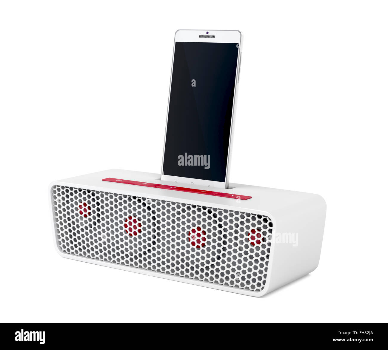 White docking station speaker and smartphone on white background Stock ... - White Smartphone Dock