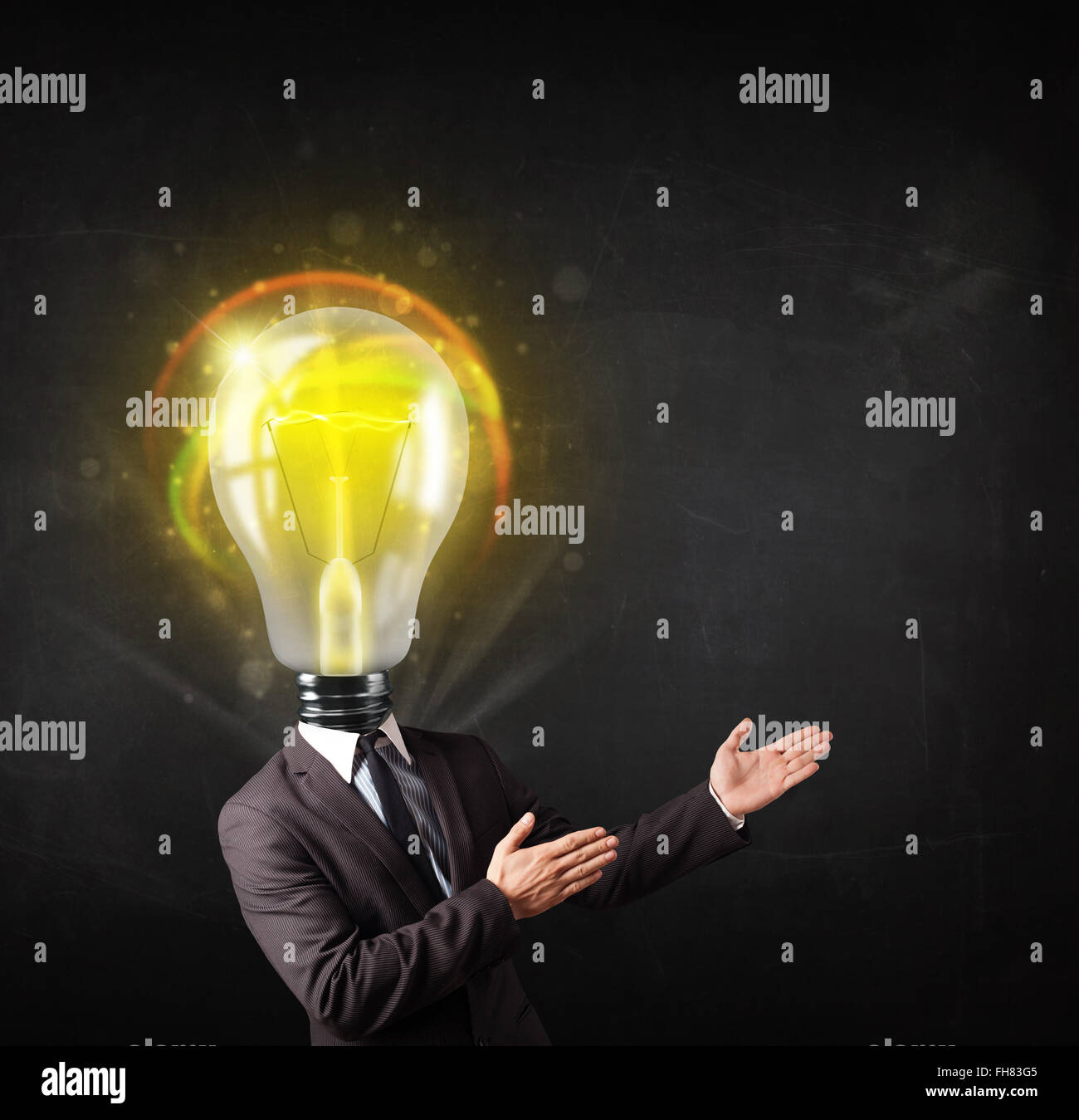 Business man with light bulb head concept Stock Photo - Alamy