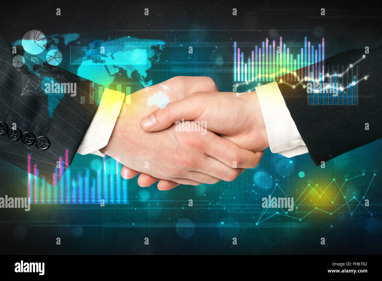 Handshake Chart Handshake with diagrams Stock Photo - Alamy