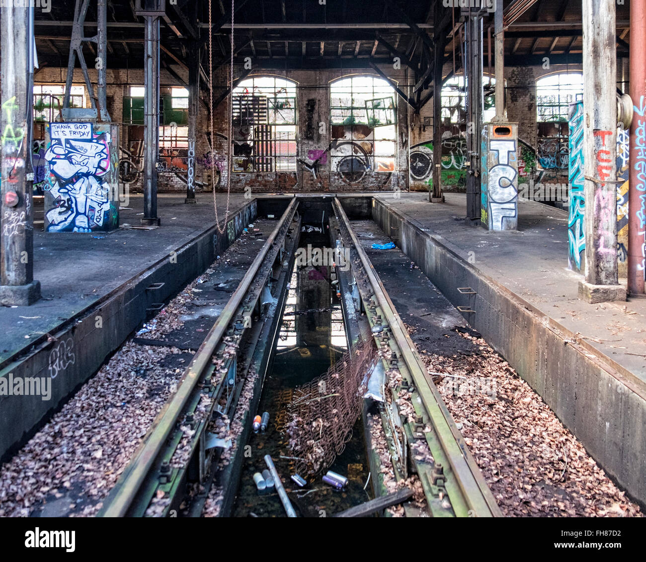 Güterbahnhof train station, Pankow, Berlin. Old rail track inside