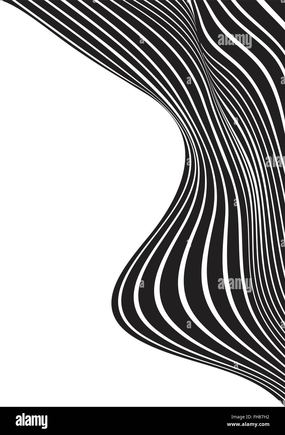 black and white mobious wave stripe optical design Stock Vector Image ...