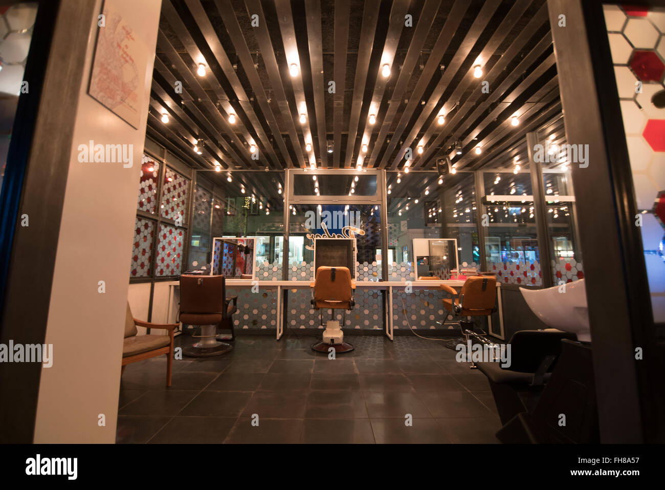 Hotel Alda, Hair Salon, Old School Barber, Reykjavik, Iceland Stock