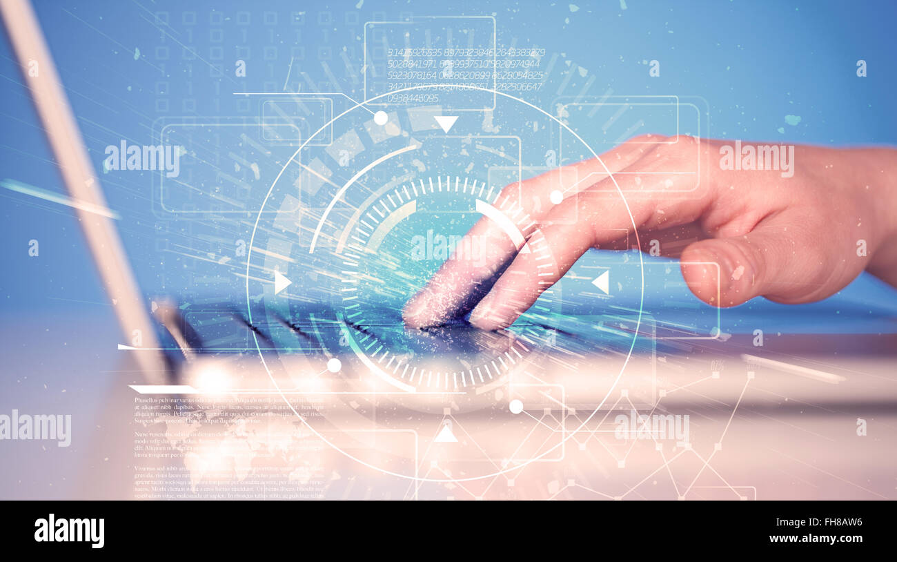 Keyboard with high tech user interface graphic Stock Photo - Alamy