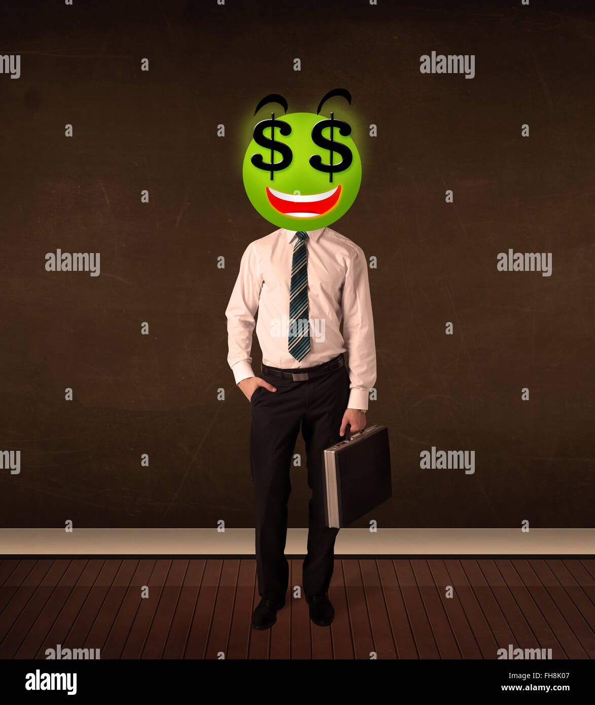 man with dollar sign smiley face Stock Photo