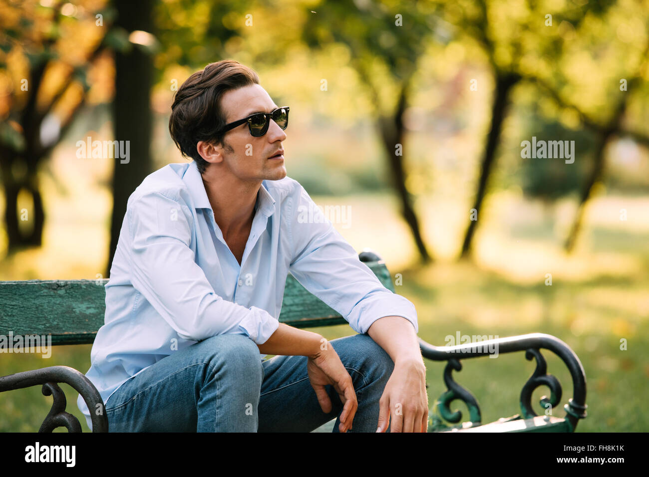 Stress sitting man alone hi-res stock photography and images - Alamy