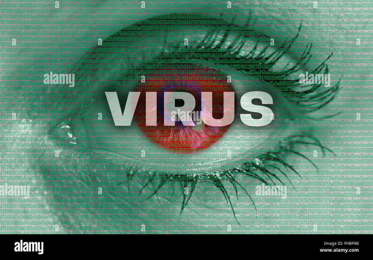 virus eye looks at viewer concept. Stock Photo