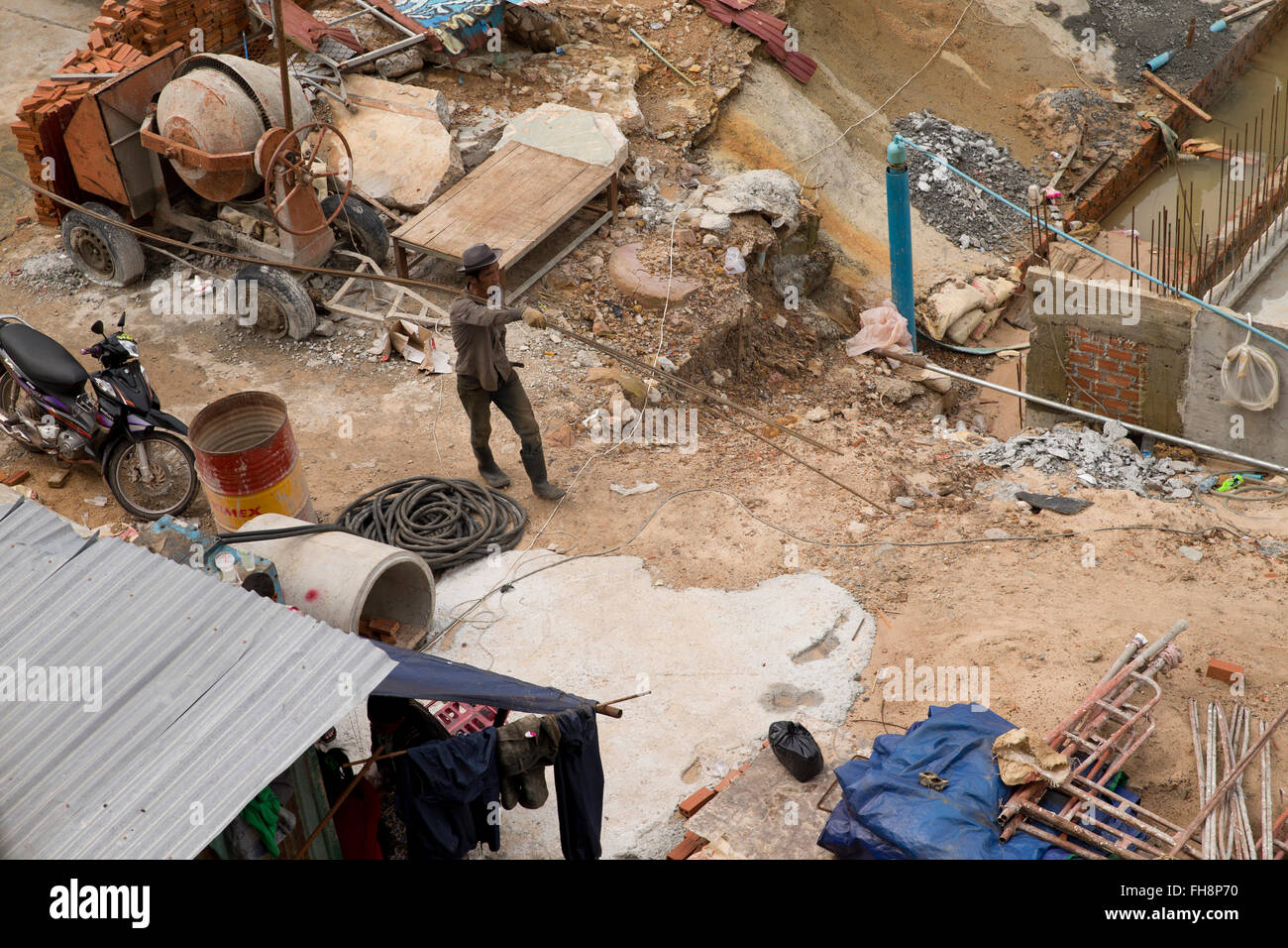 Building site, construction in Sihanoukville, Cambodia Stock Photo
