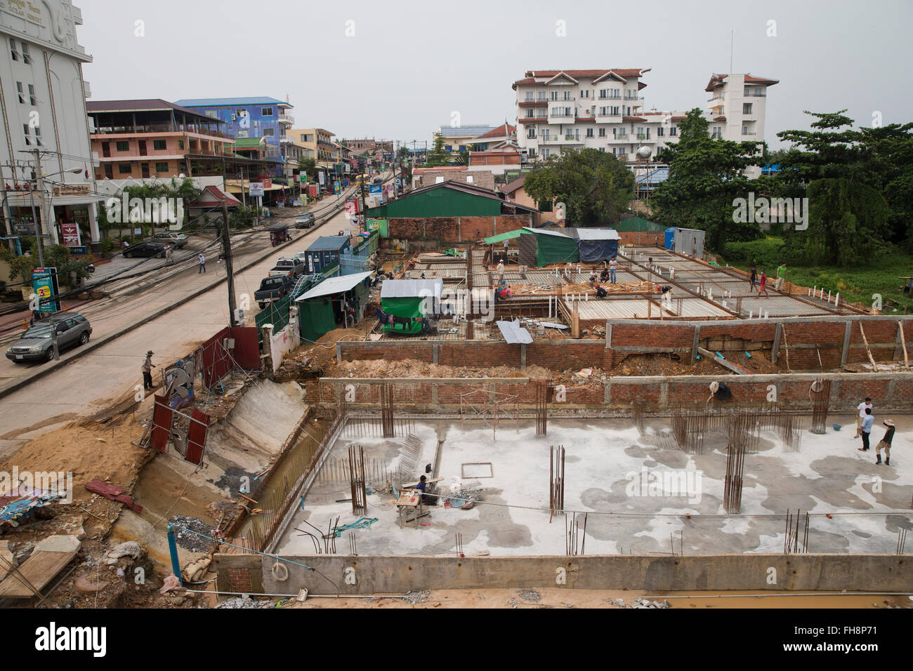 large building site, construction in Sihanoukville, Cambodia Stock Photo