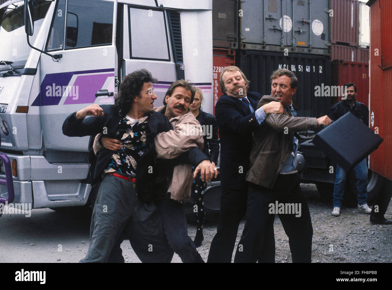TV series, 'Tatort', episode 'Blutspur', DEU 1989, director: Werner Masten, scene with: Rolf Zacher, Götz George, Eberhard Feik, Vadim Glowna, Third-Party-Permissions-Neccessary Stock Photo