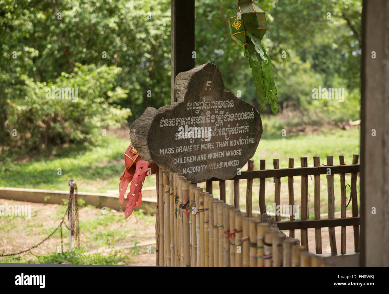 Mass grave memorial stone in Phnom Penh, Cambodia Stock Photo