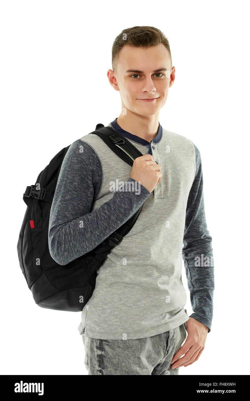 backpack over one shoulder