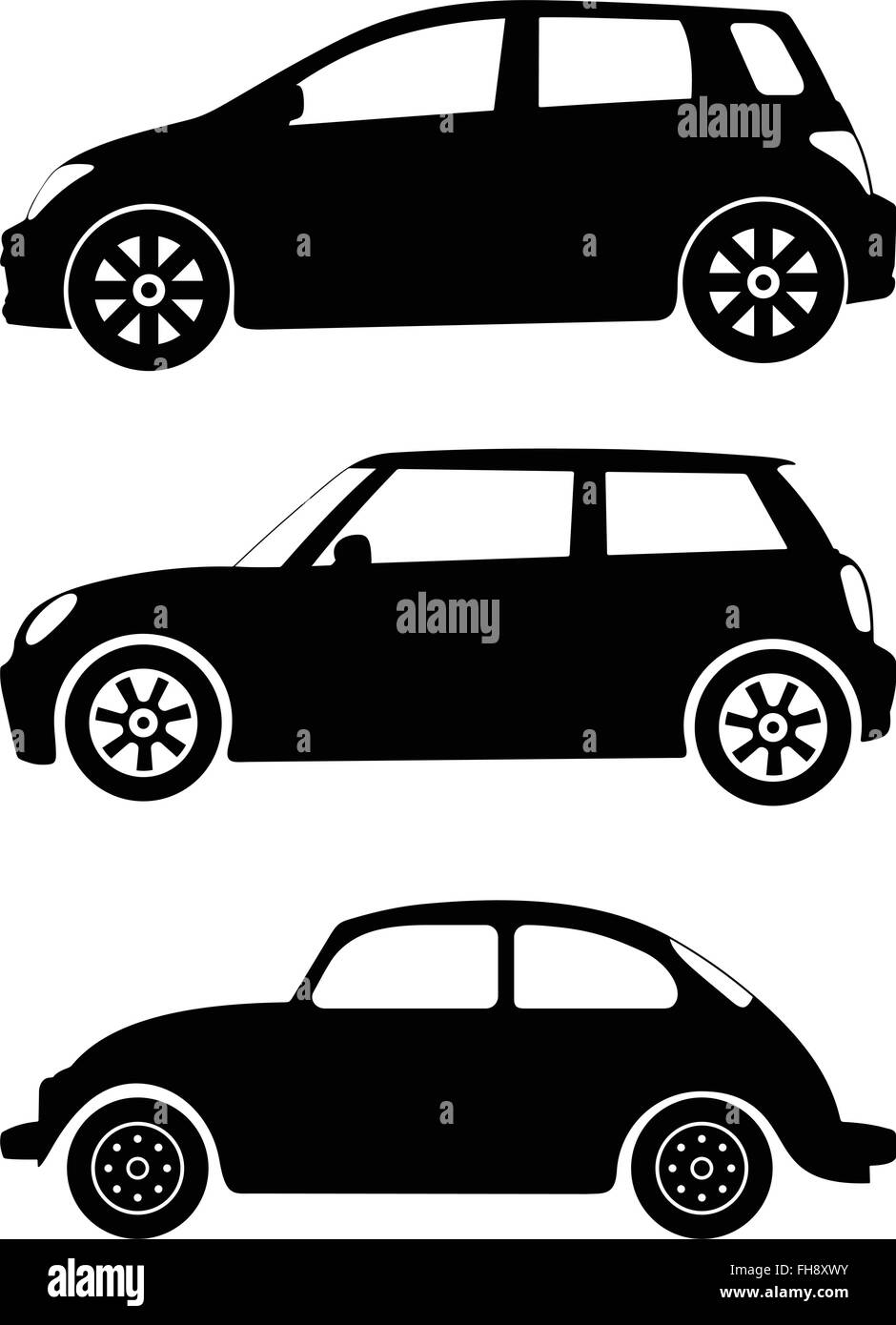 Silhouette cars on a white background. Vector illustration. Stock Vector