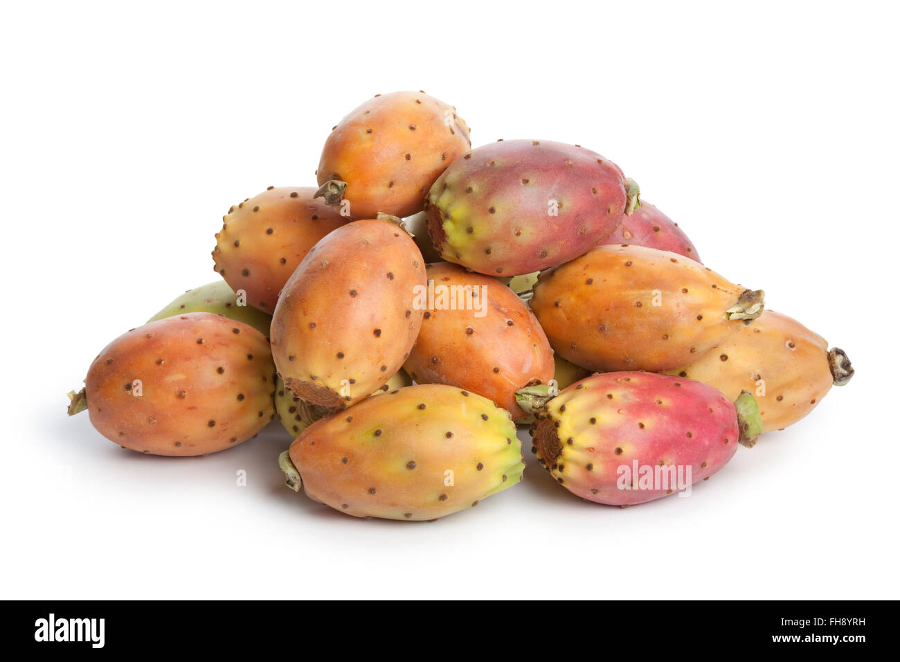 Fresh raw whole prickly pears on white background Stock Photo
