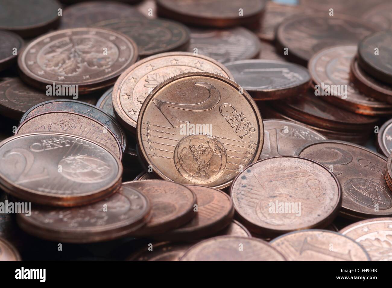 Many Euro cent coins Stock Photo