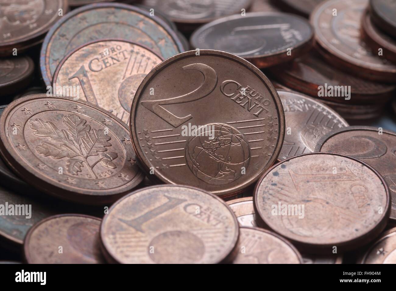 Many Euro cent coins Stock Photo