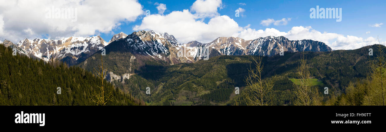 Austria, Styria, Panorama of Eisenerz Alps, mountain massif Reiting Stock Photo
