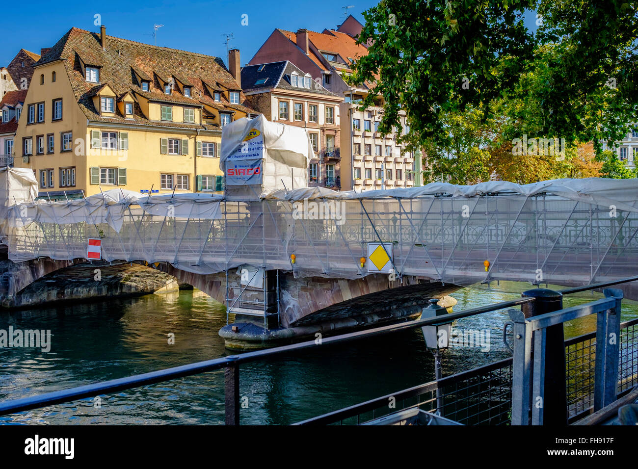 St Guillaume bridge renovation, Strasbourg, Alsace, France Stock Photo