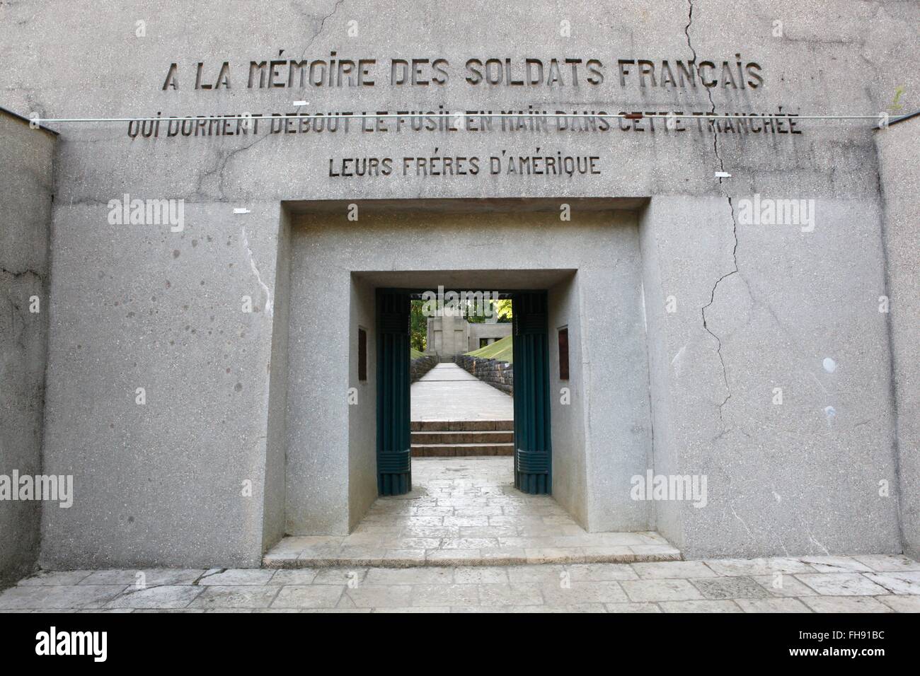 Memorial bayonet trench; French soldiers were pretended buried alive. battlefield of Verdun. June 2015. Stock Photo