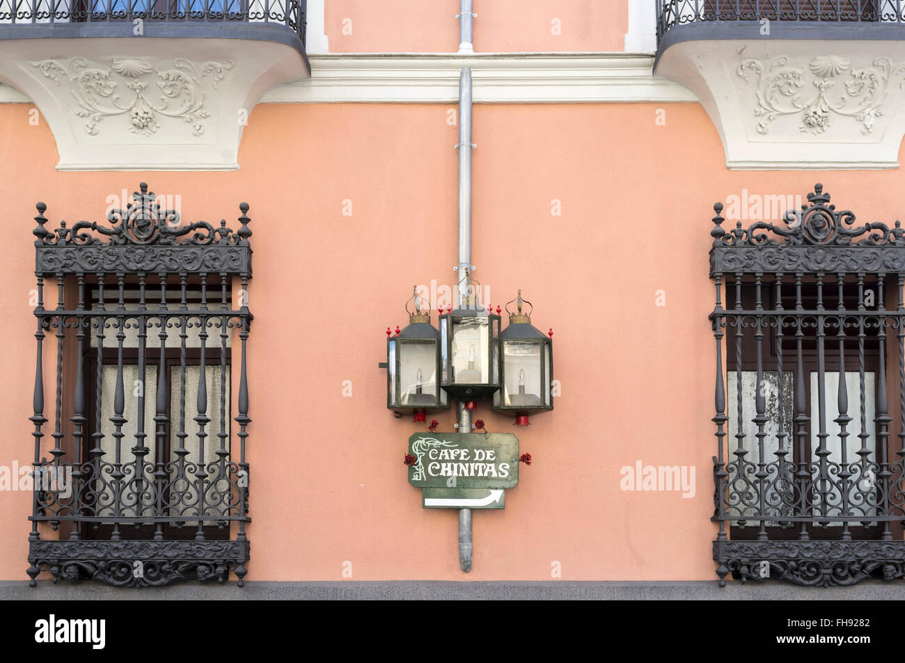 Madrid. Facade Cafe de Chinitas. Stock Photo
