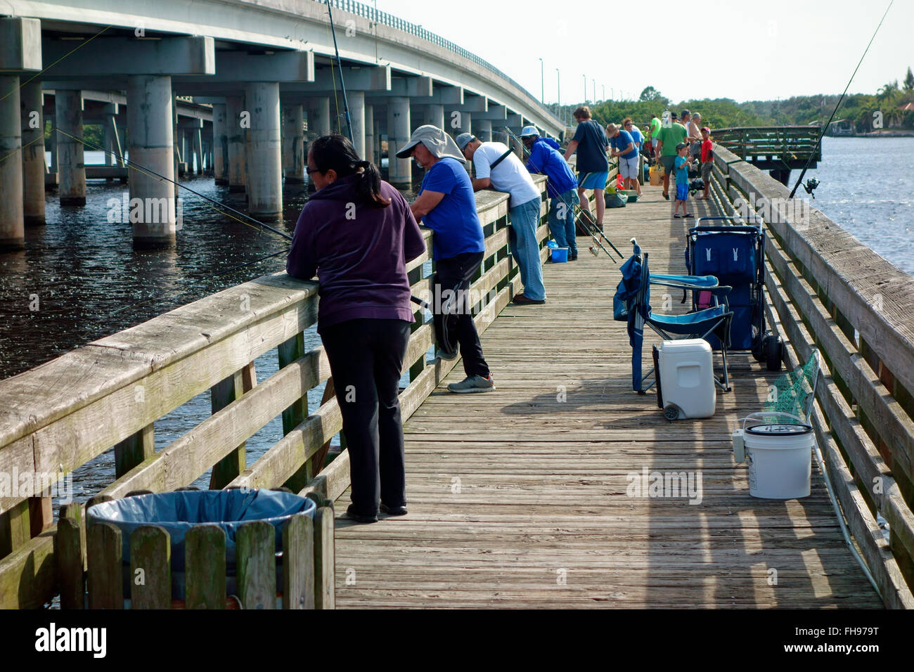 The El Jobean fishing pier in Port Charlotte, Florida, USA Stock Photo