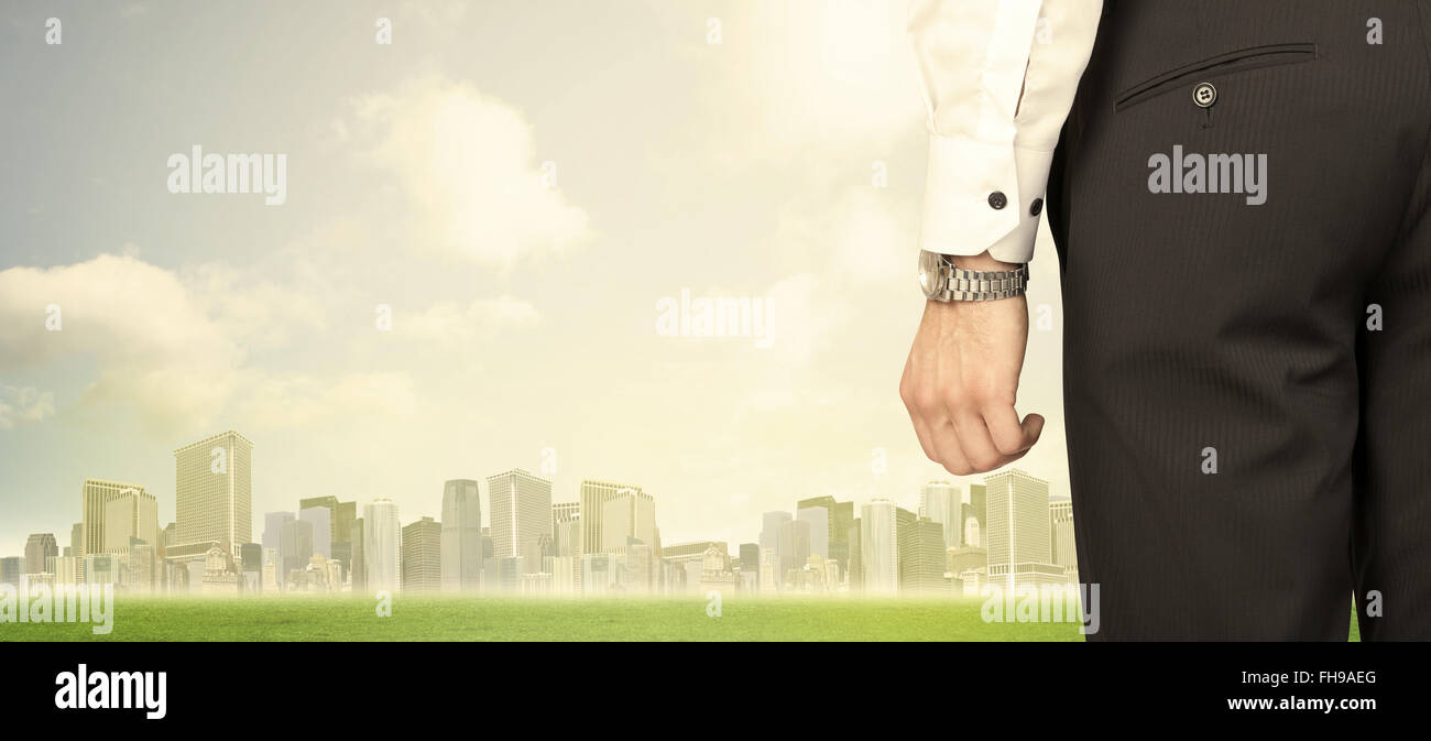 Businessman with city view Stock Photo
