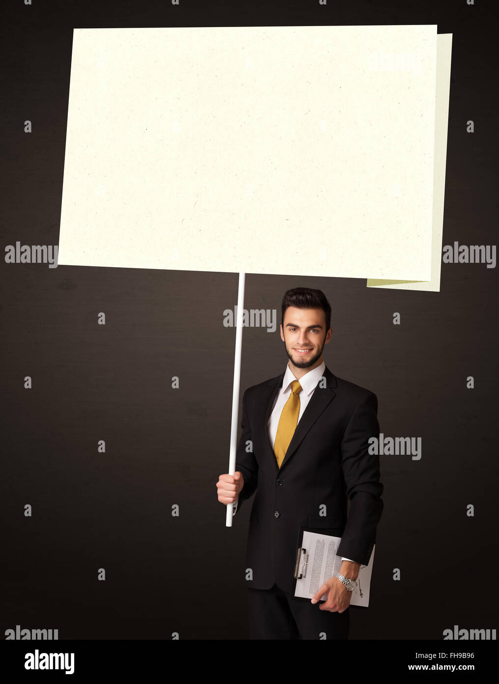 Businessman with post-it paper Stock Photo